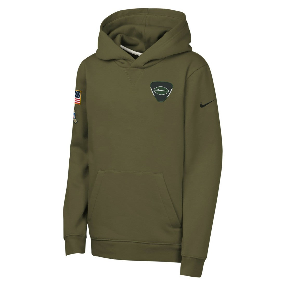 New York Jets Youth 2025 Salute to Service Club Fleece Hoodie Olive | Nike for Sale