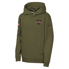Cincinnati Bengals Youth 2025 Salute to Service Club Fleece Hoodie Olive | Nike for Sale