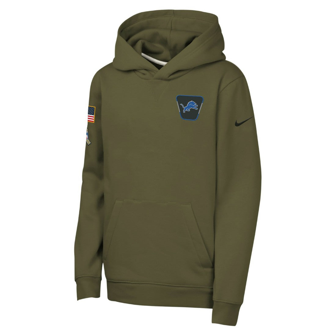 Detroit Lions Youth 2025 Salute to Service Club Fleece Hoodie Olive | Nike for Sale