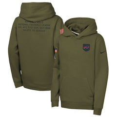 Buffalo Bills Youth 2025 Salute to Service Club Fleece Hoodie Olive | Nike for Sale