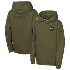 Green Bay Packers Youth 2025 Salute to Service Club Fleece Hoodie Olive | Nike for Sale