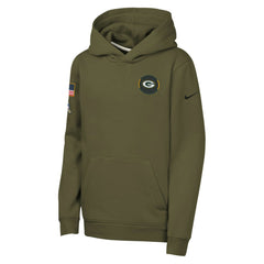Green Bay Packers Youth 2025 Salute to Service Club Fleece Hoodie Olive | Nike for Sale