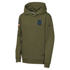 Indianapolis Colts Youth 2025 Salute to Service Club Fleece Hoodie Olive | Nike for Sale