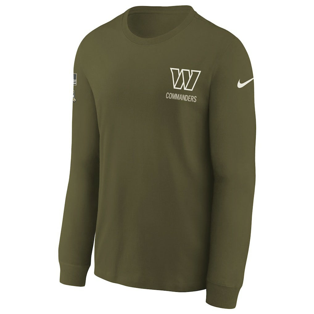 Washington Commanders Youth 2025 Salute to Service Sideline Long Sleeve T-Shirt Olive | Nike for Sale