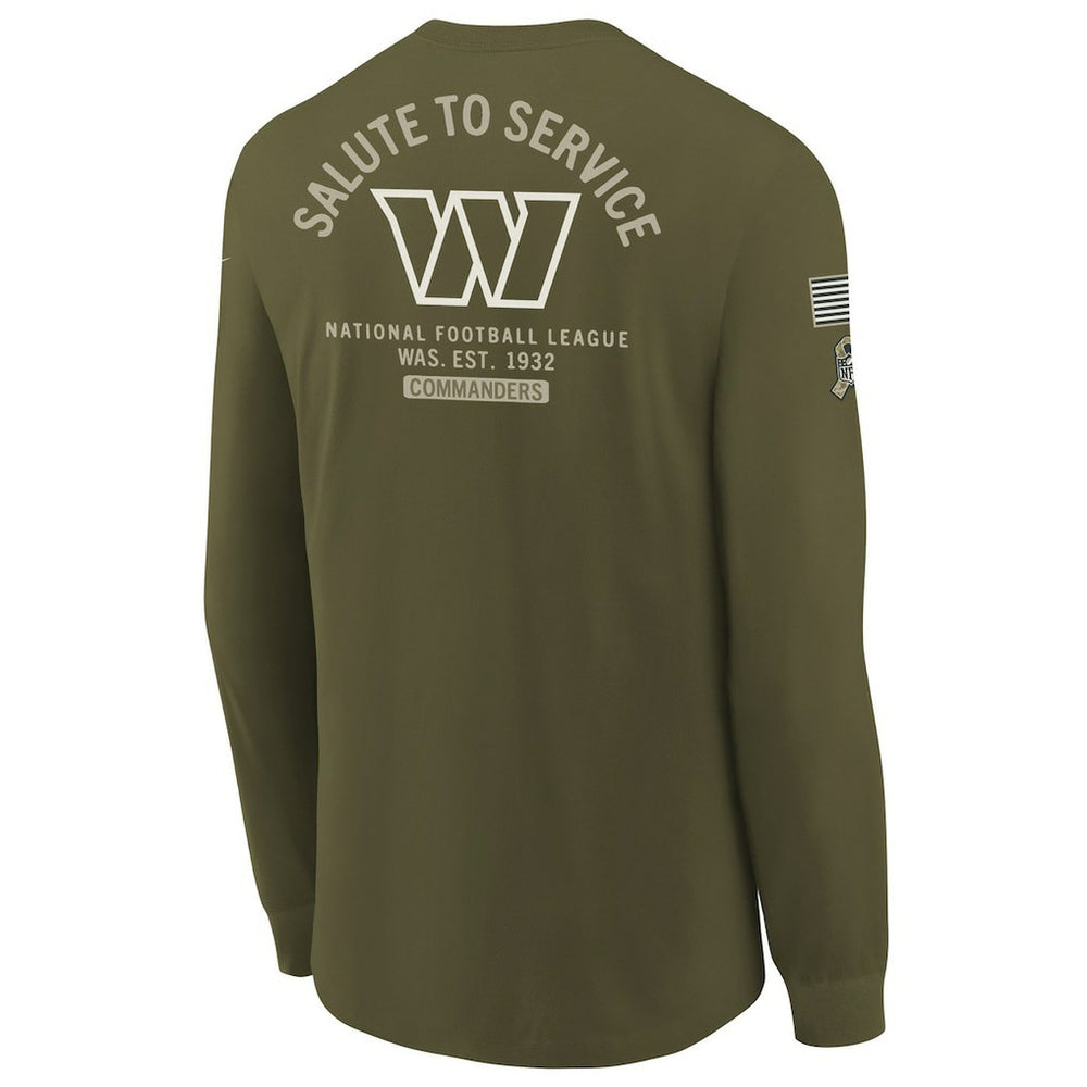 Washington Commanders Youth 2025 Salute to Service Sideline Long Sleeve T-Shirt Olive | Nike for Sale