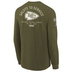 Kansas City Chiefs Youth 2025 Salute to Service Sideline Long Sleeve T-Shirt Olive | Nike for Sale