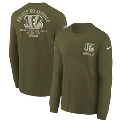 Cincinnati Bengals Youth 2025 Salute to Service Sideline Long Sleeve T-Shirt Olive | Nike for Sale