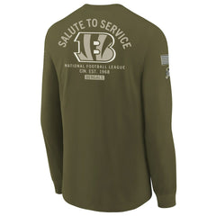 Cincinnati Bengals Youth 2025 Salute to Service Sideline Long Sleeve T-Shirt Olive | Nike for Sale