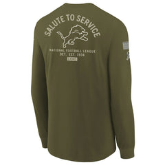 Detroit Lions Youth 2025 Salute to Service Sideline Long Sleeve T-Shirt Olive | Nike for Sale
