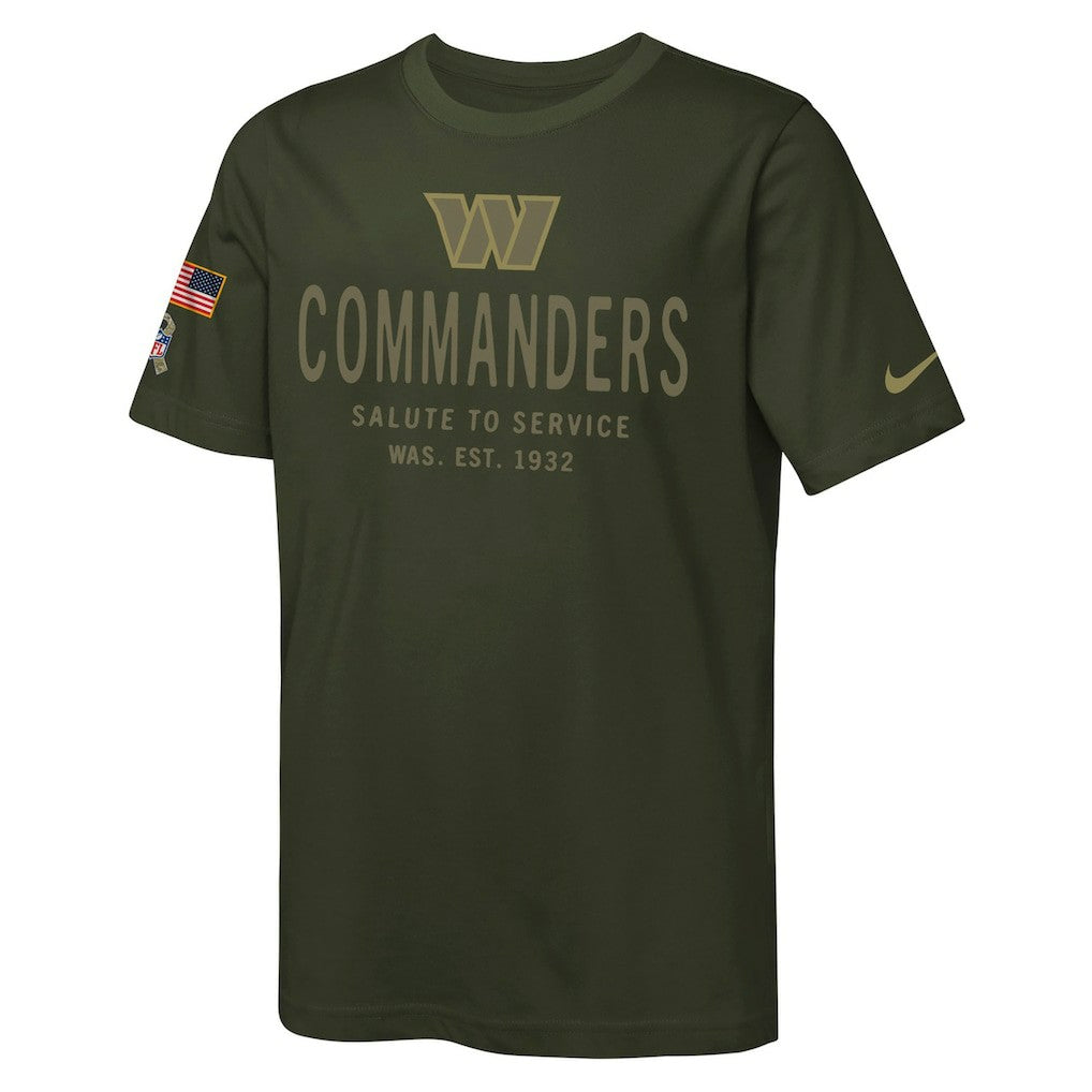 Washington Commanders Youth 2025 Salute to Service Sideline Dri-FIT T-Shirt Olive | Nike for Sale