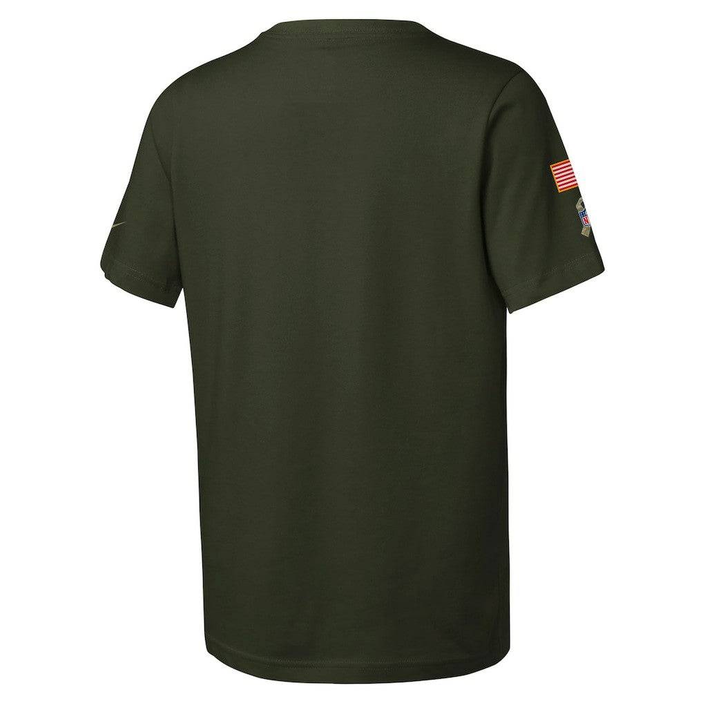 Minnesota Vikings Youth 2025 Salute to Service Sideline Dri-FIT T-Shirt Olive | Nike for Sale