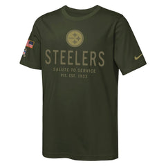Pittsburgh Steelers Youth 2025 Salute to Service Sideline Dri-FIT T-Shirt Olive | Nike for Sale