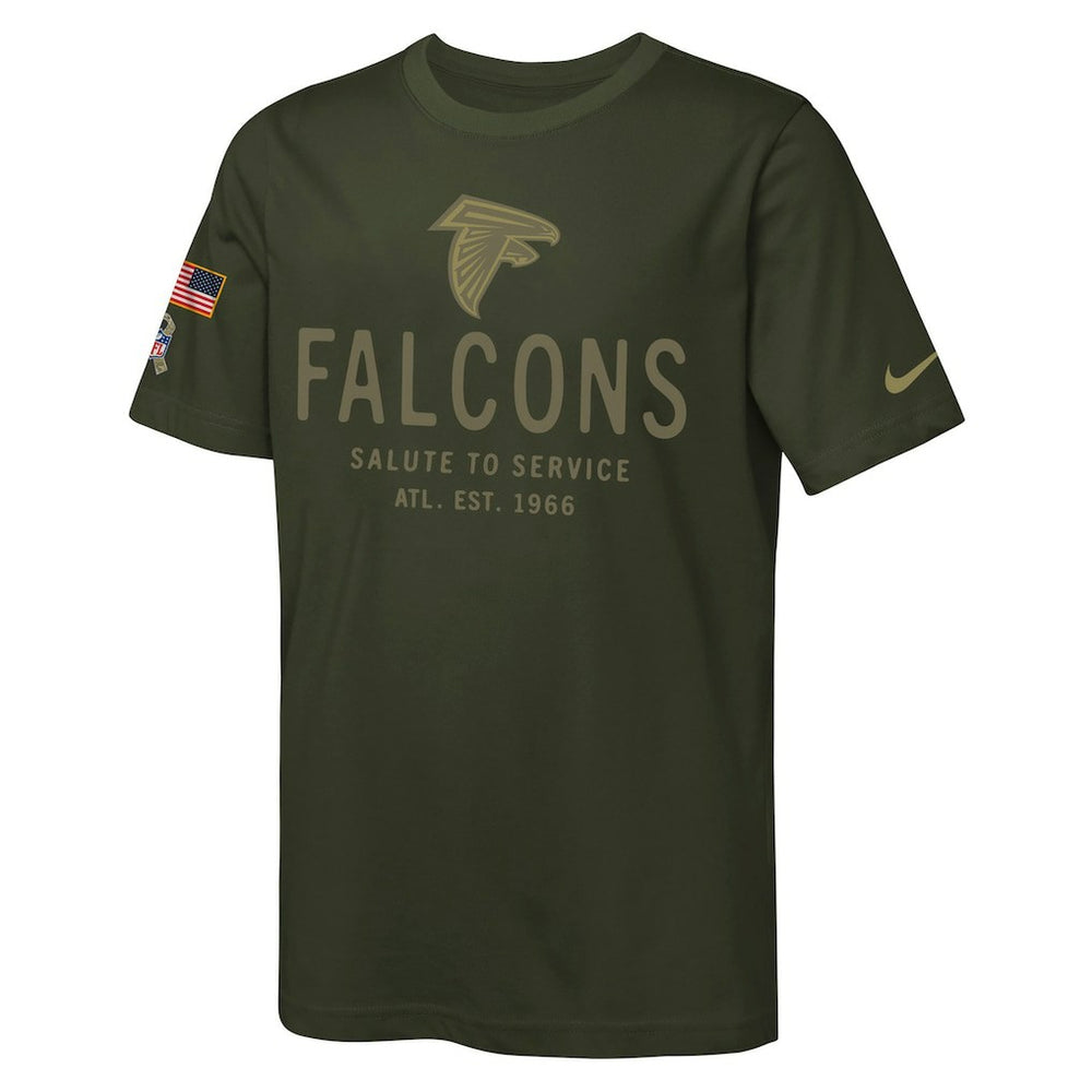 Atlanta Falcons Youth 2025 Salute to Service Sideline Dri-FIT T-Shirt Olive | Nike for Sale