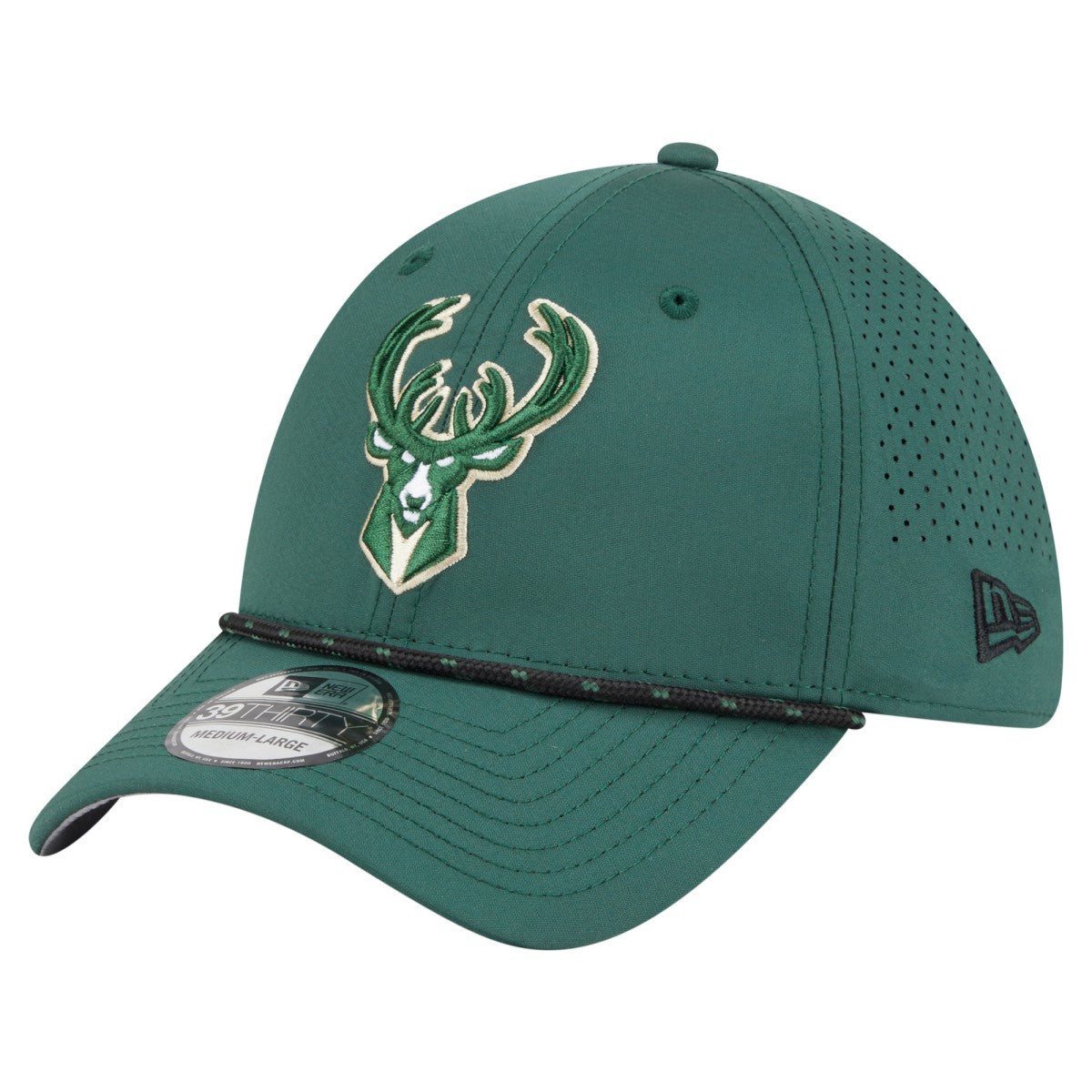 Milwaukee Bucks Featherweight Poly Rope Flex 39Thirty Hat Hunter Green - NBA