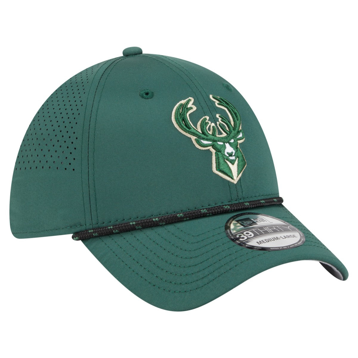 Milwaukee Bucks Featherweight Poly Rope Flex 39Thirty Hat Hunter Green - NBA