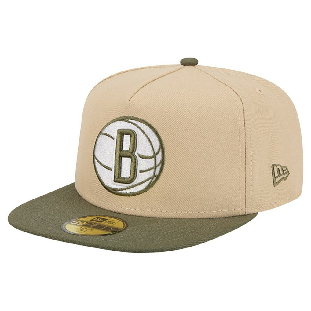 Brooklyn Nets Color Pack Two-Tone 59FIFTY A-Frame Fitted Hat Tan - NBA