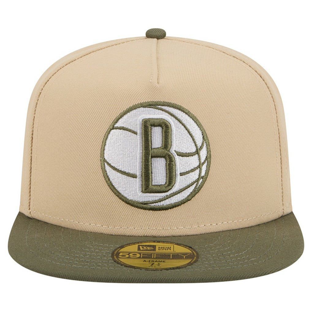 Brooklyn Nets Color Pack Two-Tone 59FIFTY A-Frame Fitted Hat Tan - NBA