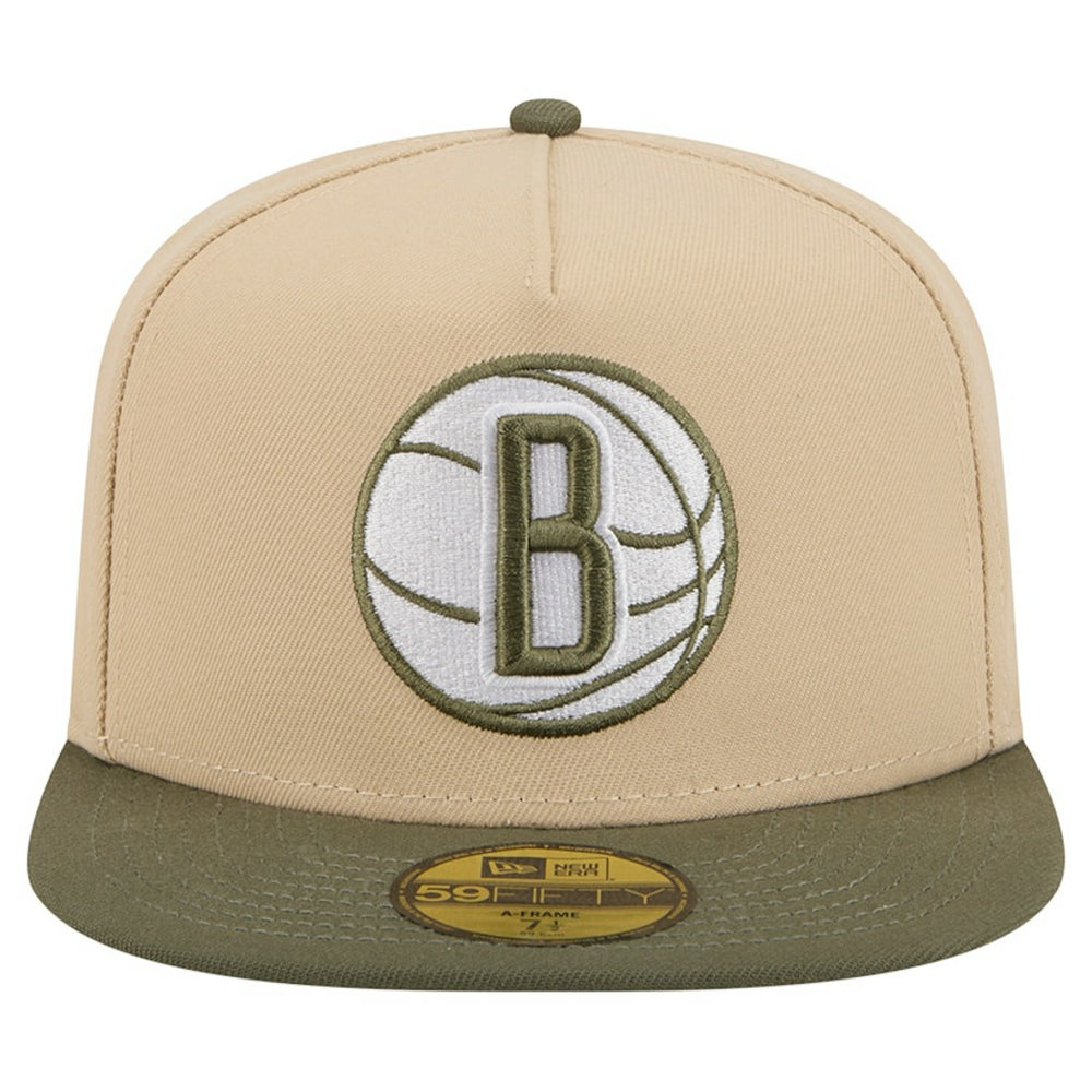 Brooklyn Nets Color Pack Two-Tone 59FIFTY A-Frame Fitted Hat Tan - NBA