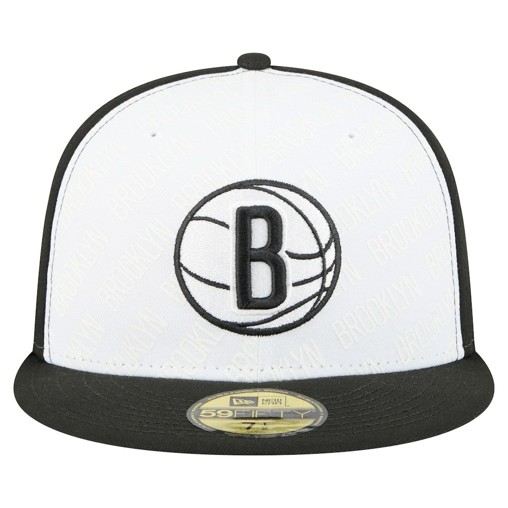 Brooklyn Nets Repeat 59Fifty Fitted Hat White/Black - NBA