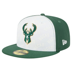 Milwaukee Bucks Repeat 59Fifty Fitted Hat White/Hunter Green - NBA