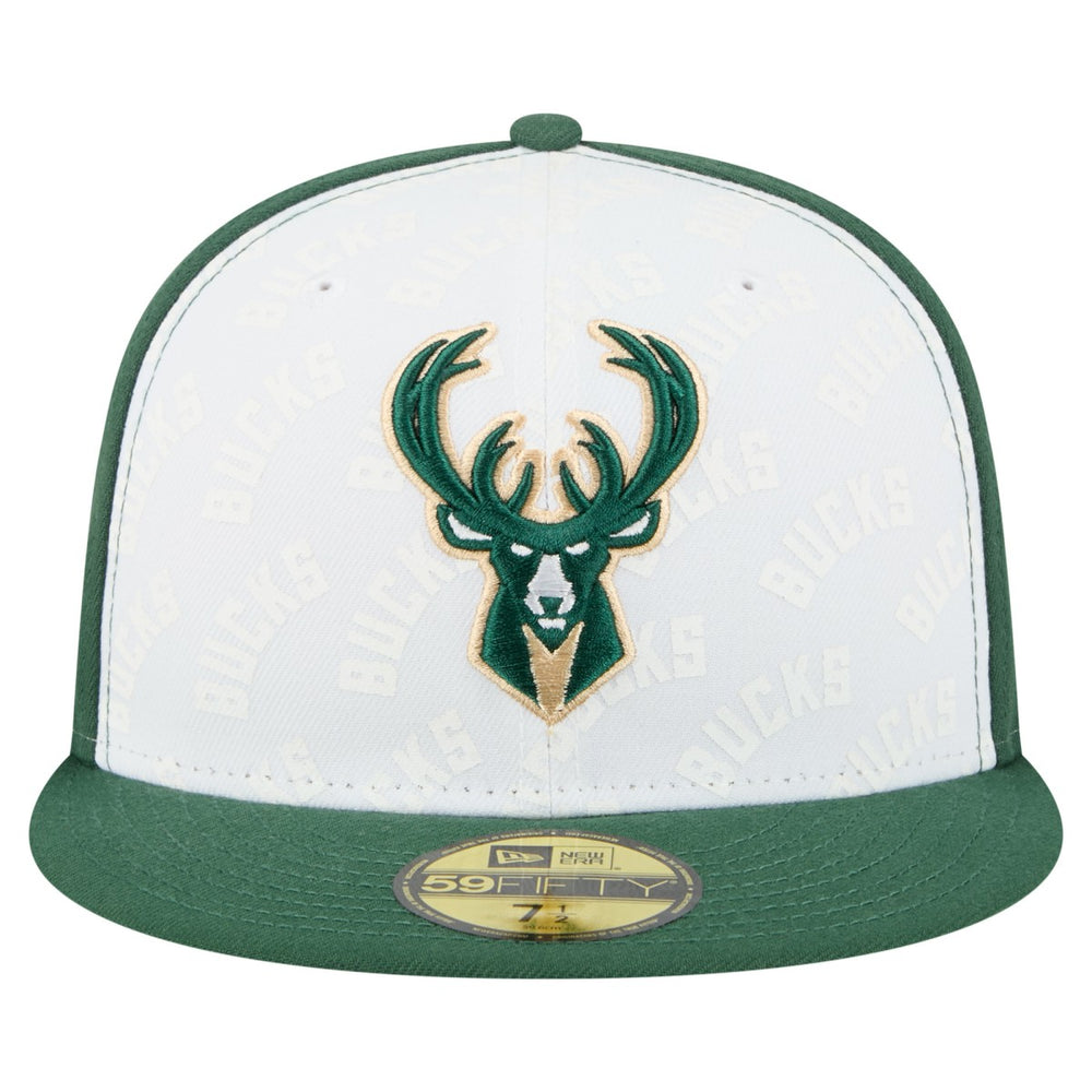 Milwaukee Bucks Repeat 59Fifty Fitted Hat White/Hunter Green - NBA