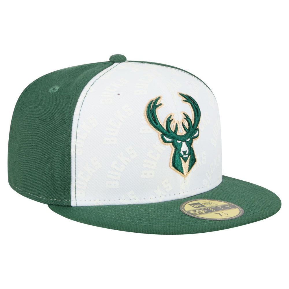 Milwaukee Bucks Repeat 59Fifty Fitted Hat White/Hunter Green - NBA