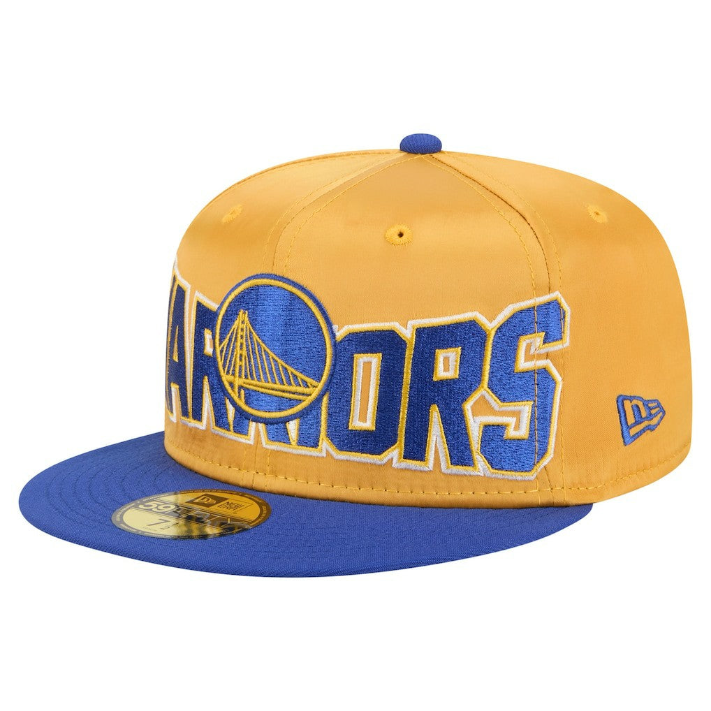 Golden State Warriors Satin Two-Tone 59FIFTY Fitted Hat Gold/Royal - NBA