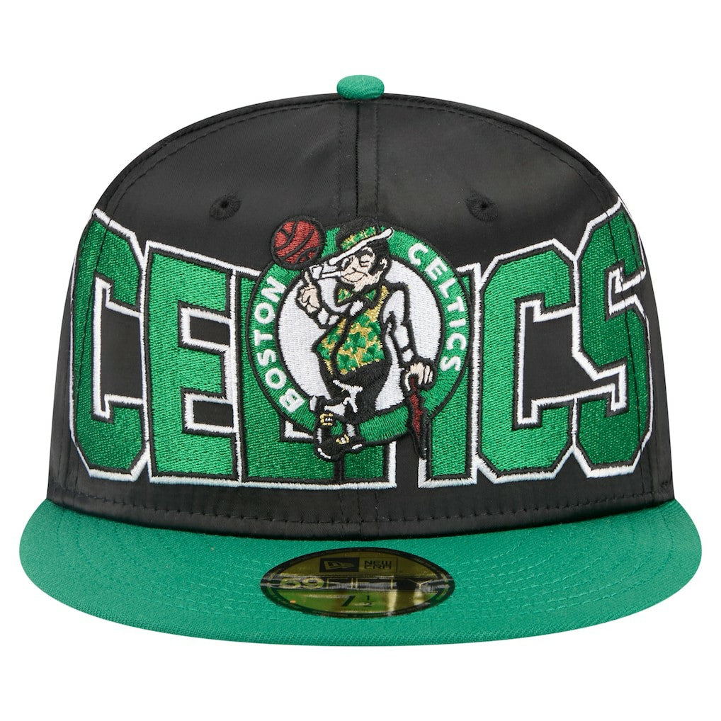 Boston Celtics Satin Two-Tone 59FIFTY Fitted Hat Black/Kelly Green - NBA