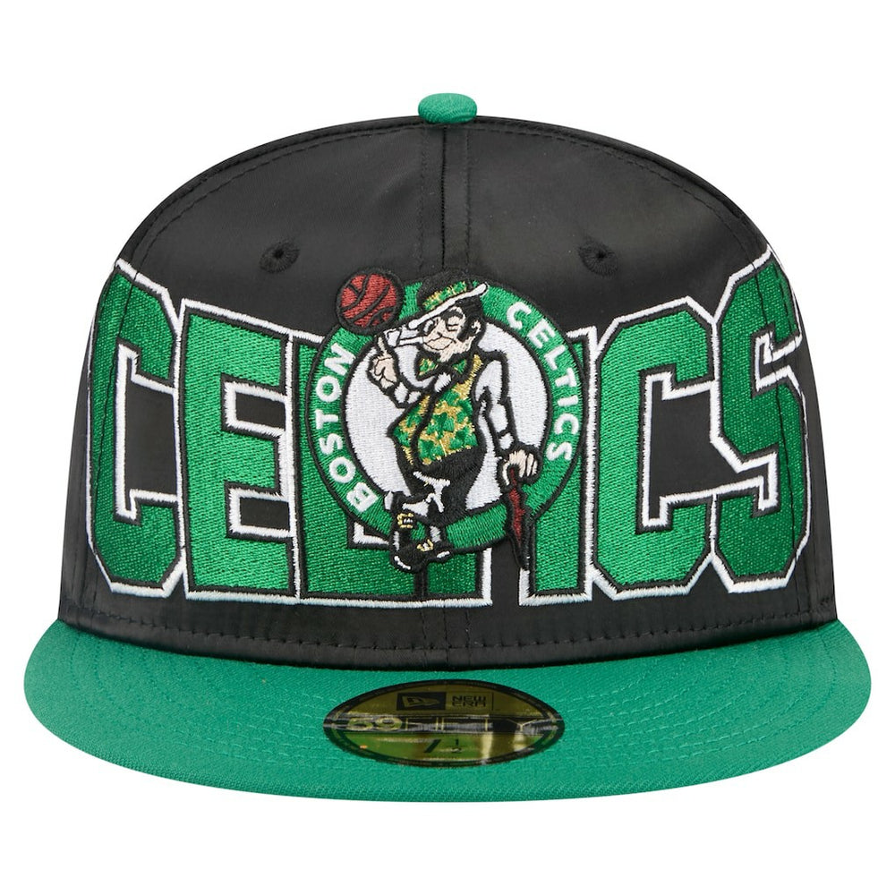 Boston Celtics Satin Two-Tone 59FIFTY Fitted Hat Black/Kelly Green - NBA