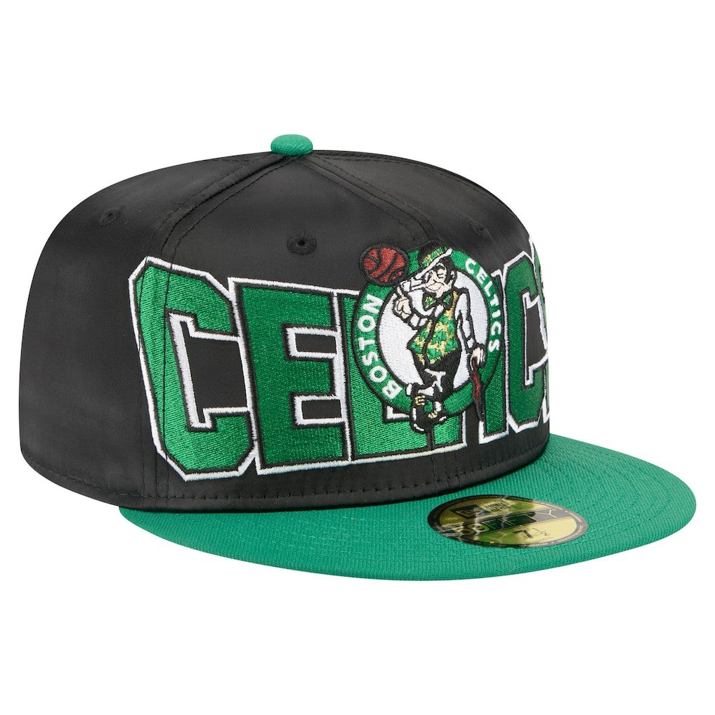 Boston Celtics Satin Two-Tone 59FIFTY Fitted Hat Black/Kelly Green - NBA