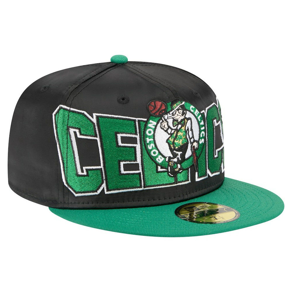 Boston Celtics Satin Two-Tone 59FIFTY Fitted Hat Black/Kelly Green - NBA