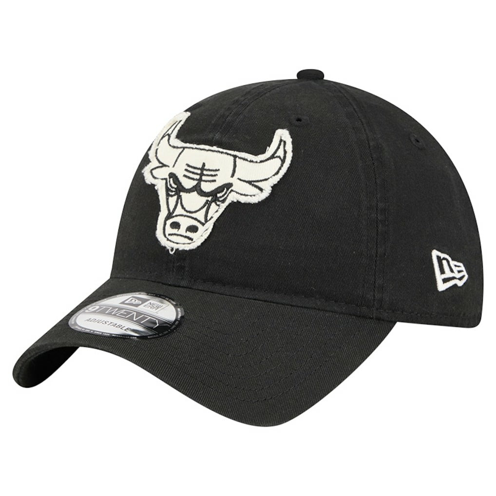 Chicago Bulls Stamp Fabric Applique 9TWENTY Adjustable Hat Black - NBA