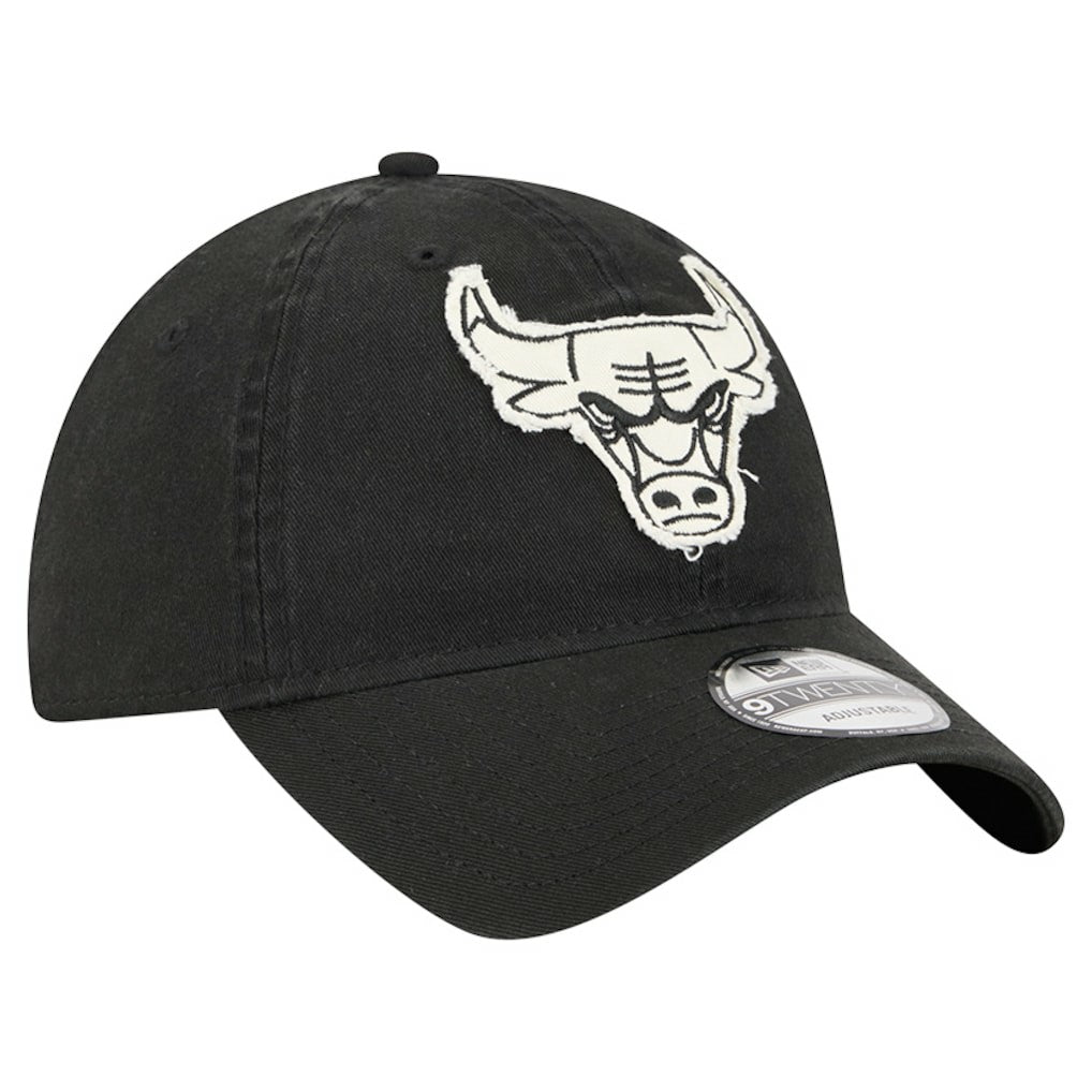 Chicago Bulls Stamp Fabric Applique 9TWENTY Adjustable Hat Black - NBA