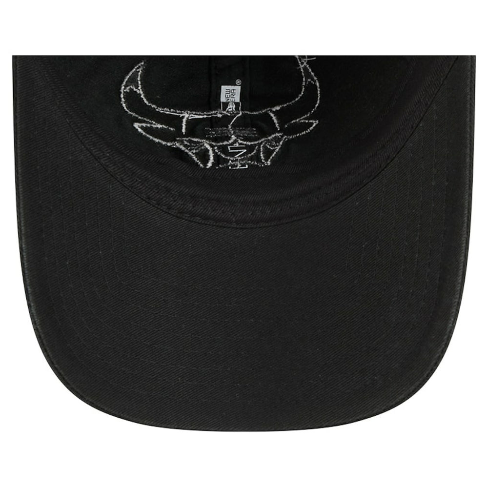 Chicago Bulls Stamp Fabric Applique 9TWENTY Adjustable Hat Black - NBA