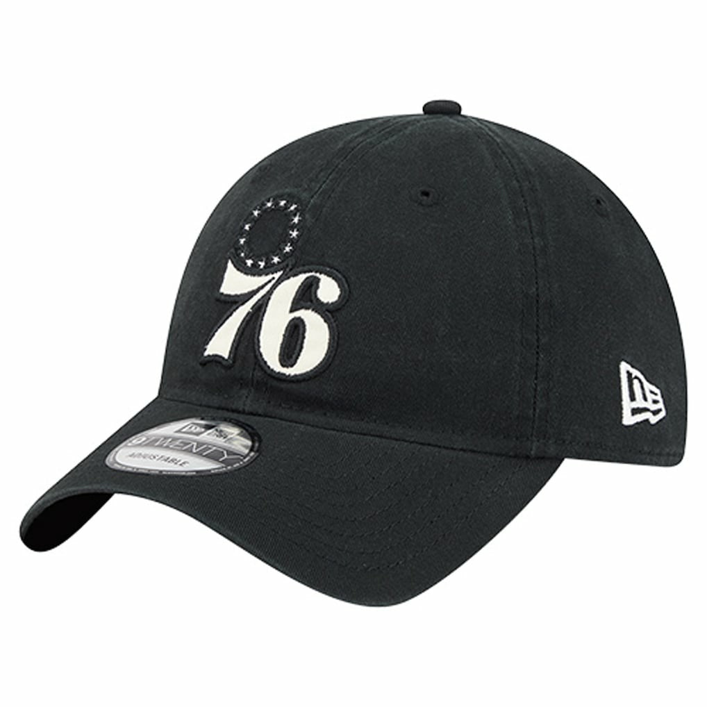 Philadelphia 76ers Stamp Fabric Applique 9TWENTY Adjustable Hat Black - NBA
