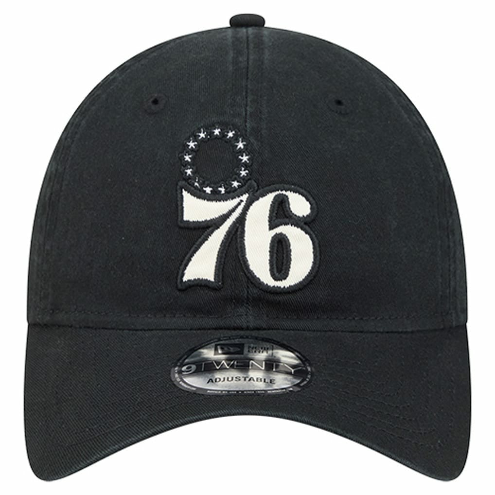 Philadelphia 76ers Stamp Fabric Applique 9TWENTY Adjustable Hat Black - NBA
