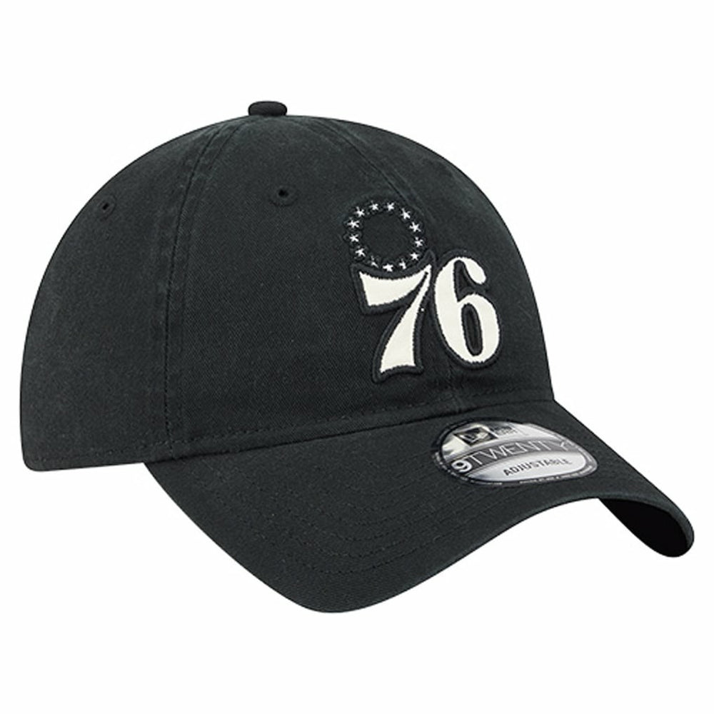 Philadelphia 76ers Stamp Fabric Applique 9TWENTY Adjustable Hat Black - NBA