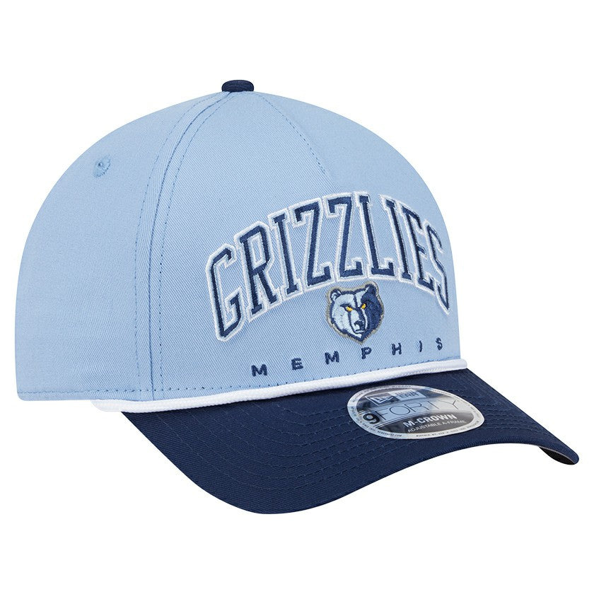 Memphis Grizzlies Bold Arch COOLERA 9FORTY A-Frame M-Crown Adjustable Hat Light Blue - NBA