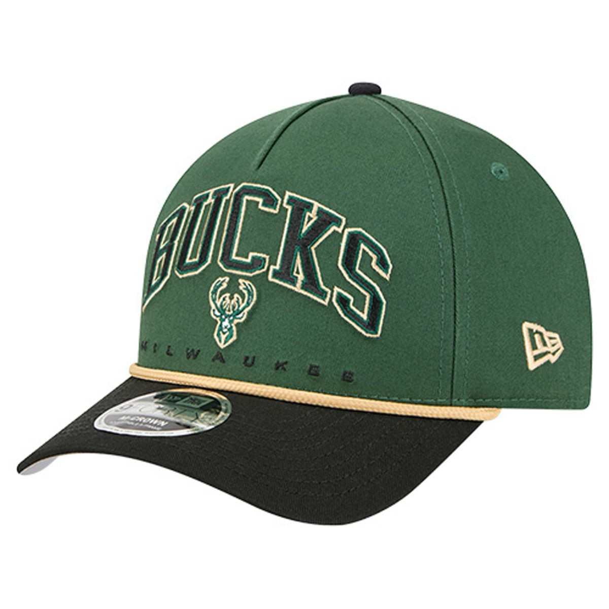 Milwaukee Bucks Bold Arch COOLERA 9FORTY A-Frame M-Crown Adjustable Hat Hunter Green - NBA