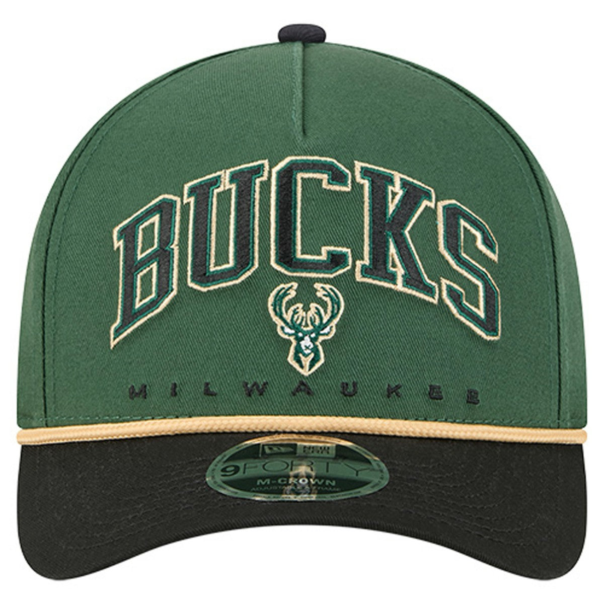 Milwaukee Bucks Bold Arch COOLERA 9FORTY A-Frame M-Crown Adjustable Hat Hunter Green - NBA