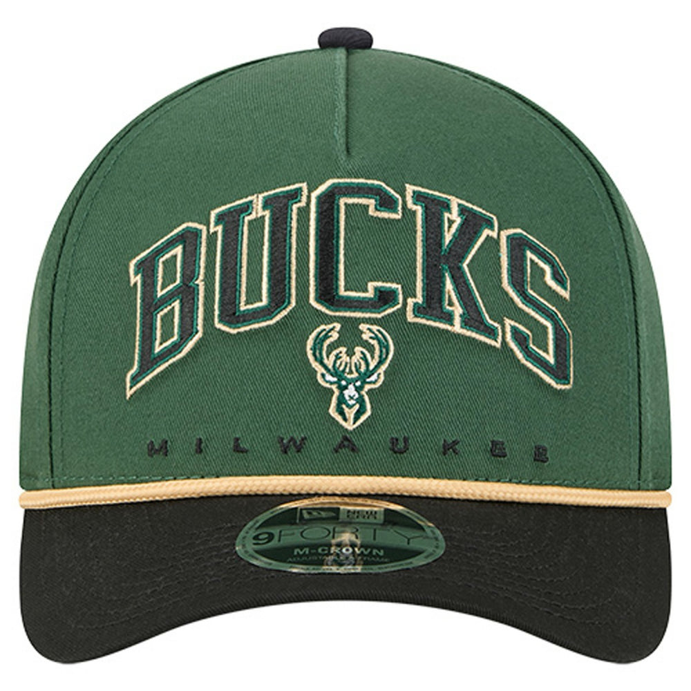 Milwaukee Bucks Bold Arch COOLERA 9FORTY A-Frame M-Crown Adjustable Hat Hunter Green - NBA