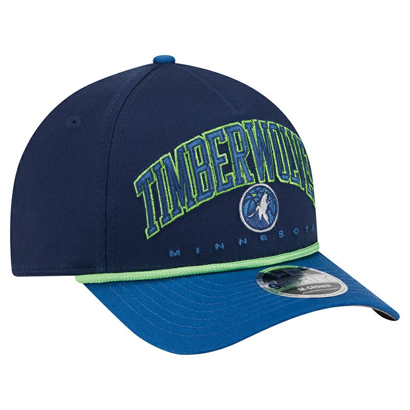 Minnesota Timberwolves Bold Arch COOLERA 9FORTY A-Frame M-Crown Adjustable Hat Navy - NBA