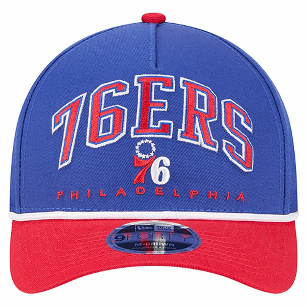 Philadelphia 76ers Bold Arch COOLERA 9FORTY A-Frame M-Crown Adjustable Hat Royal - NBA
