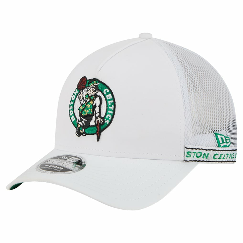 Boston Celtics Featherweight Team Tape 9FORTY M-Crown A-Frame Adjustable Hat White - NBA