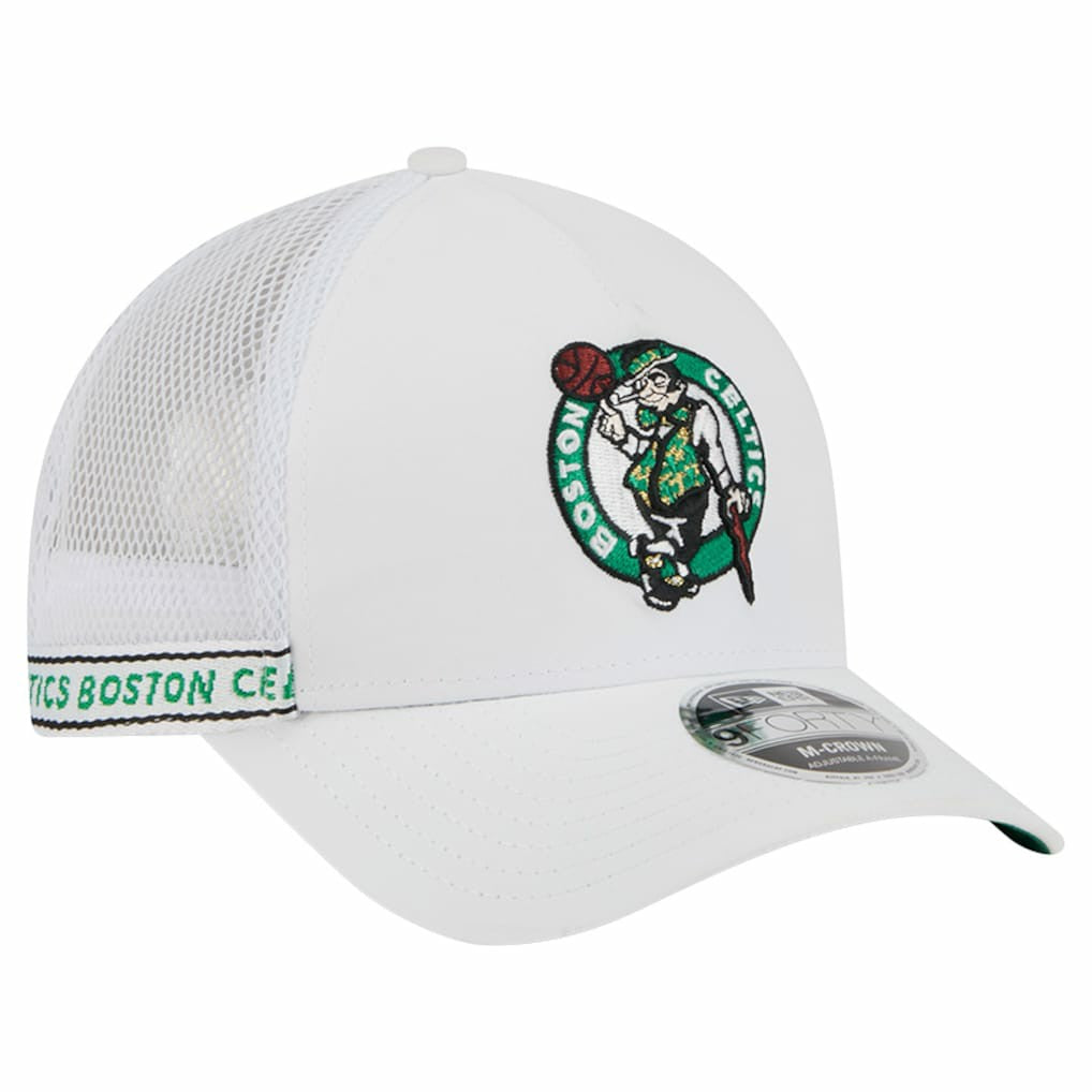 Boston Celtics Featherweight Team Tape 9FORTY M-Crown A-Frame Adjustable Hat White - NBA