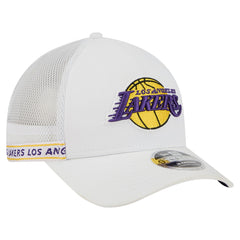Los Angeles Lakers Featherweight Team Tape 9FORTY M-Crown A-Frame Adjustable Hat White - NBA