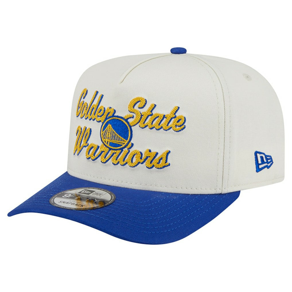 Golden State Warriors Chainstitch 9FIFTY A-Frame Snapback Hat Cream/Royal - NBA