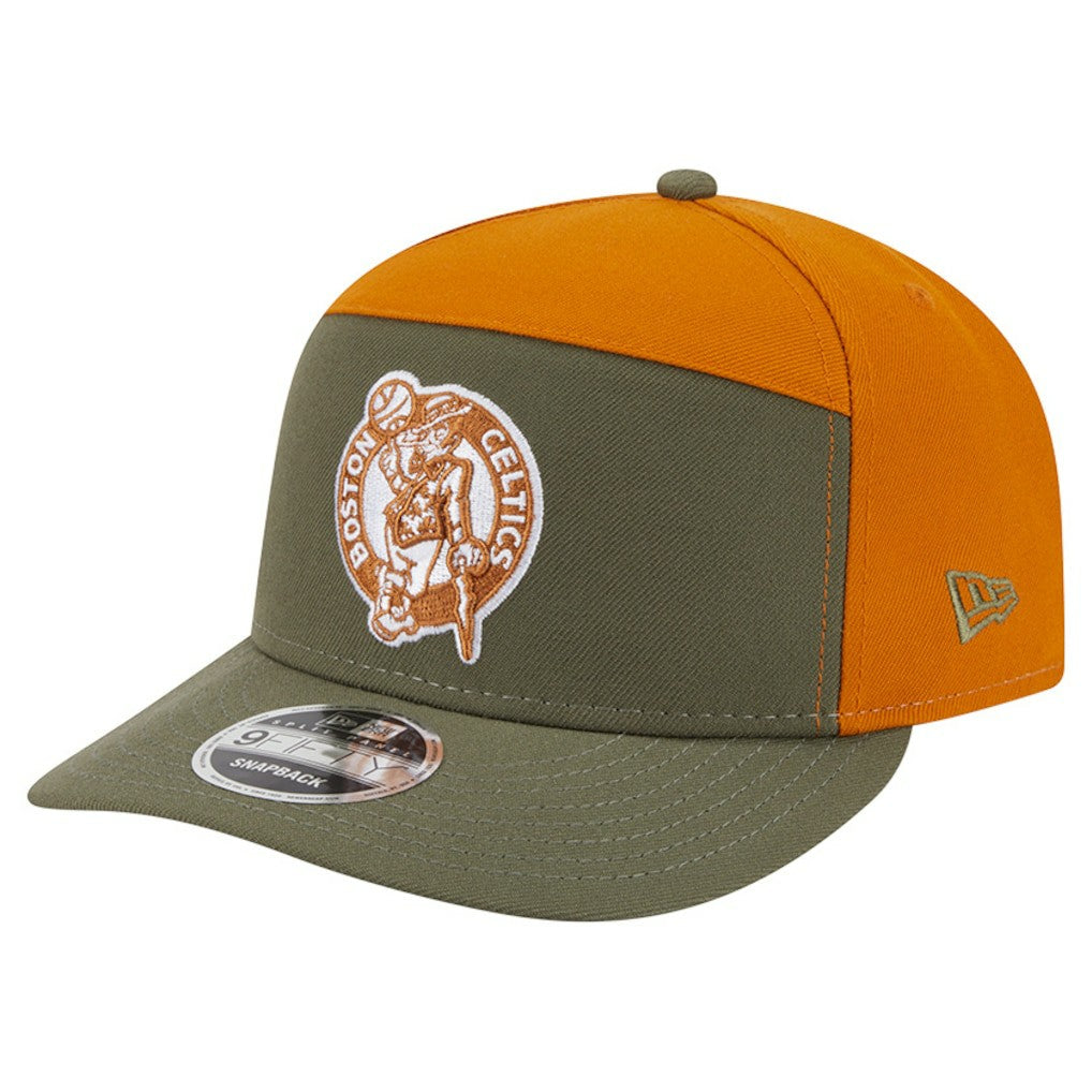 Boston Celtics Two-Tone Color Pack Split Panel 9FIFTY Adjustable Hat Olive/Burnt Orange - NBA