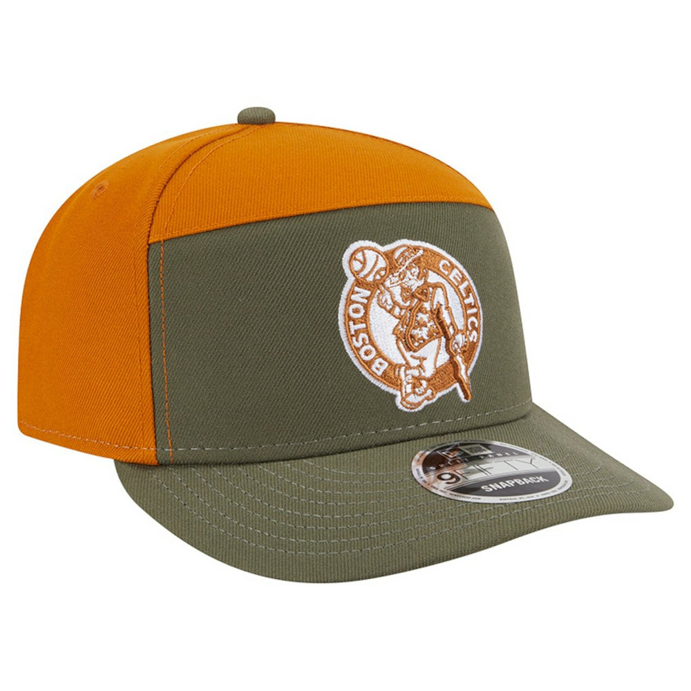 Boston Celtics Two-Tone Color Pack Split Panel 9FIFTY Adjustable Hat Olive/Burnt Orange - NBA