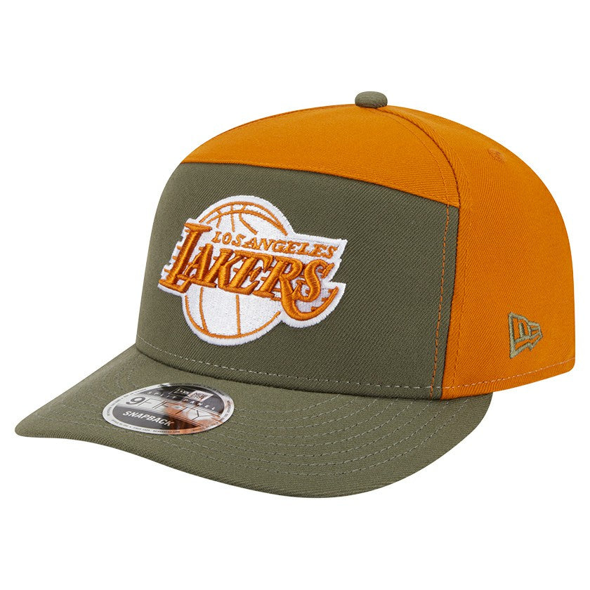 Los Angeles Lakers Two-Tone Color Pack Split Panel 9FIFTY Adjustable Hat Olive/Burnt Orange - NBA